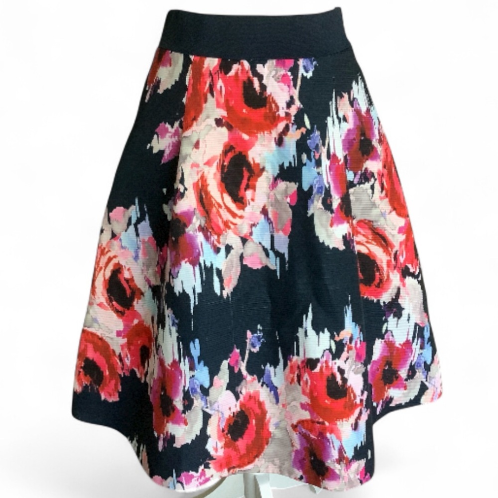 kate spade Floral Midi Skirt in Navy, Red, Pink, 4
